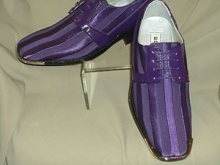 Mens Deep Purple Satin Stripe Silvertip Formal Dress Shoes Bolano 17