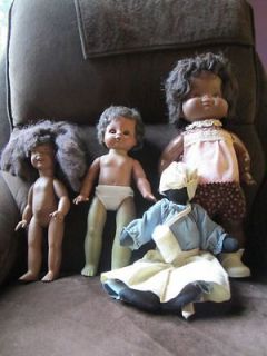 lot of 4 black baby dolls folk art, Mattel, Baby Come back 1987 Lucky