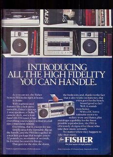 Vintage Print Ad 1982 Fisher boom box detachable speakers advertising