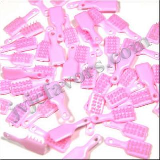 48 pcs MINI Brush charms 1 Baby SHOWER Favor PINK Girl Decor Party
