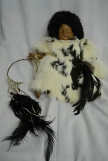 12 Indian Native American Baby Doll Dream Catcher Rabbit Fur Outfit