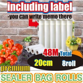 wide 20cm vacuum food saver vacuum rolls bag heat sealer 8roll X 6m
