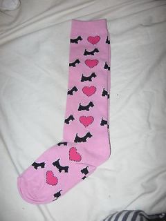 Girls Pink Scottie Dogs 11 (from Heel) Long Knee High Socks NEW SHOE