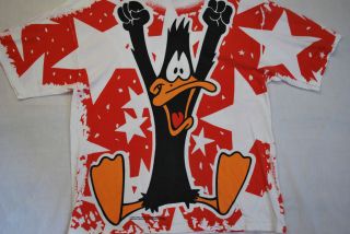 VTG 90s Daffy Duck T Shirt ALL OVER REVERSE PRINT Mens XL Indie Space
