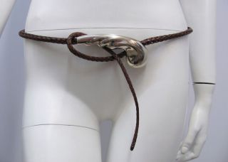 VINTAGE TIFFANY & CO. PERETTI STERLING BUCKLE BRAIDED WHIP BELT RARE
