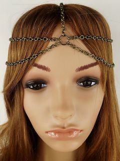 Bronze 5 Strand Headpiece Head Chain Jewellery Forehead Hair Band