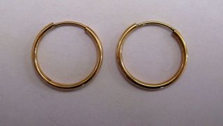 5cm wide 9ct gold 1.5mm thick tubular sleeper hoop earrings