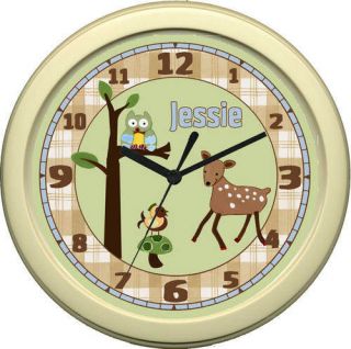 Personalized Nursery Deer Owl Enchanted Forest Clock