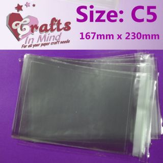 100   A5/C5 Cello Bags Self Seal for Greeting Cards