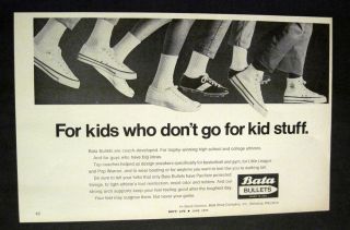 Vintage 1970 Bata Bullets Photo Image of Kids Running in Tennis Shoes