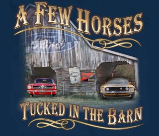 Ford Mustang A Few Horses In The Barn BLUE Adult T shirt