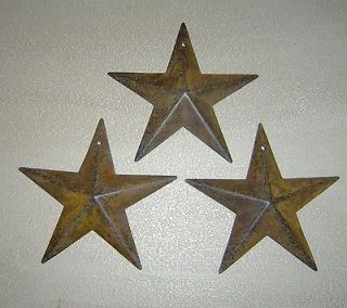 Primitive Barn Star Ornament Ornie Set/3 Rusty 3 1/2