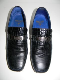 Fluevog Black Croc/Alligator  Print Leather Loafers Dress Shoes Sz 7 M