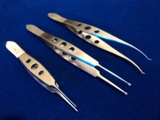 SET 3 PC O.R GRADE EYE MICRO MINOR SURGERY OPHTHALMIC DELICATE FORCEPS