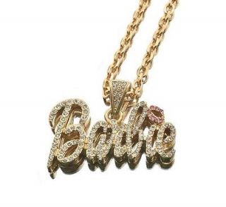 NEW Nicki Minaj Inspired Iced Out  BARBIE  Pendant Necklace Gold w