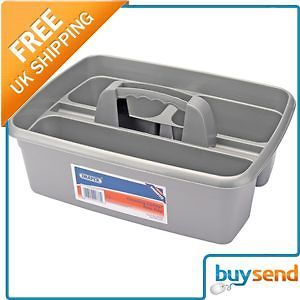 Draper Cleaning Caddy/Tote Tray Silver Plastic Carrier Storage