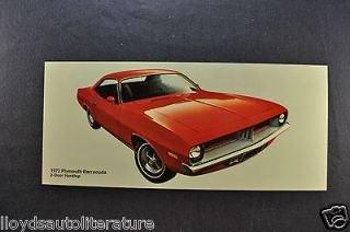 1972 Plymouth Barracuda 2 Door Hardtop Postcard Sales Brochure Mint