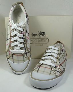 COACH BARRETT TATTERSALL IVORY SNEAKERS SHOES 5 12