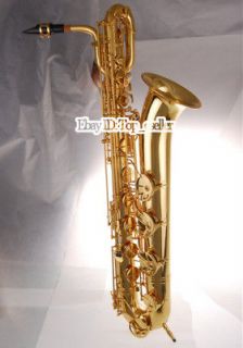 Professional Gold Baritone sax Saxophone Eb Bari 2 Necks horn New