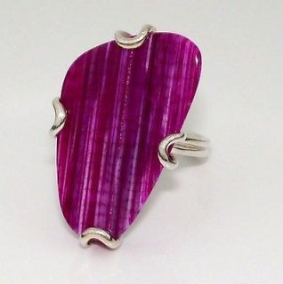 Sterling Silver/925 Barse Large Modernist Art Purple Agate Ring Size 6