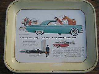 Rare Vintage 50s Ford Thunderbird Metal Advertising Tray Sign Early