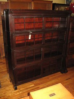 Antique Double Stack Bookcase Sectional Mahogany Finish 1920s Mission