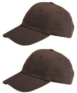 PLAIN LOW PROFILE BASEBALL HAT CAP ADJUSTABLE BROWN (Lot of 2 Hats