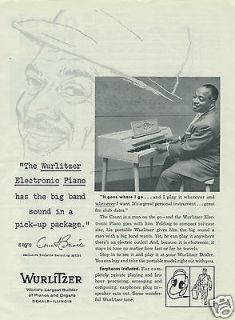 1962 WURLITZER Electronic Piano Count Basie Original Vintage Ad