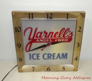 Vintage Yarnells Angel Food Ice Cream Lighted Clock