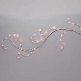 NIB 6 Ft Battery Operated Silver Wrapped Garland 60 LED Warm White