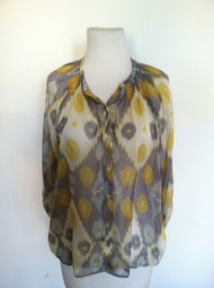 TUCKER by Gaby Basora Barneys WATERCOLOR Sheer Print Silk blouse top