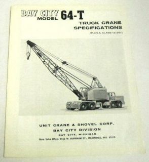 Bay City 1965 64 T Truck Crane Sales Brochure