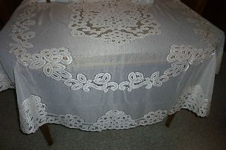 Tablecloth Battenburg Sheer Ivory Oval Heritage Lace 64 x 86 NEW