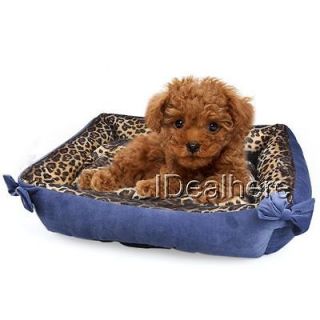 Royal Blue Leopard New Pet Dog Cat Faux Fur Soft Bed Sleep Accessories