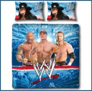 BOYS WWE WRESTLING PANEL DOUBLE BED SET DUVET /QUILT COVER SET BEDDING