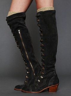 Free People JEFFREY CAMPBELL Johnny Tall Boot Charcoal Suede Knee High