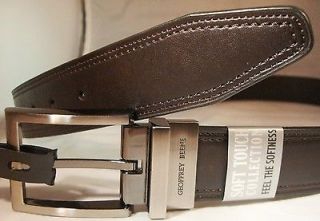 Belt GEOFFREY BEENE Soft Genuine Leather Reverse Dk Brn/Blk Swivel M36