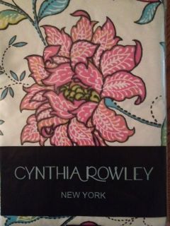 Cynthia Rowley Vinyl Tablecloth Large Floral Pink Blue Oblong 60 x 102