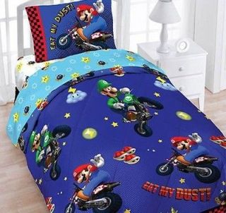 Mario Kart Twin 4pc Bedding Set Comforter & Sheet Set Super Bros