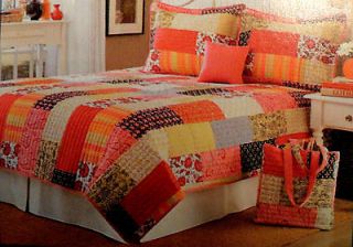 PC QUILT BED SET Size Full/Queen Pattern CORAL BOHO PATCHWORK