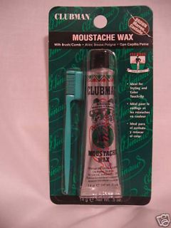 CLUBMAN MUSTACHE WAX WITH BRUSH/COMB BROWN .5 oz