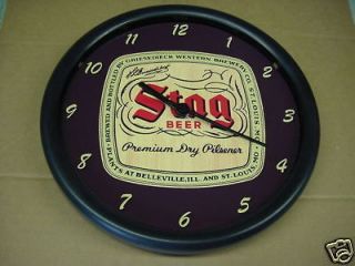 Stag Beer 10 Wall Clock   Old Logo   Belleville, IL.