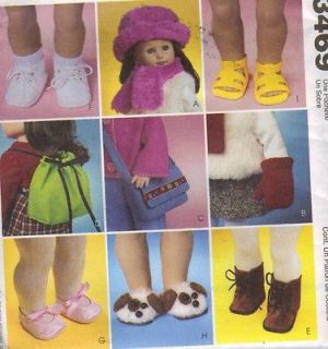 18 Doll Accessories Sewing Pattern, Shoes, Hats, Slippers, Boots