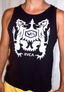 RVCA Black Wife Beater Ribbed Tank Top Gray Lions S