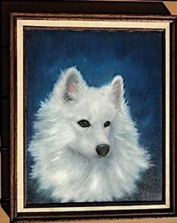 American Eskimo oil on canvas of Champion Eskie dog