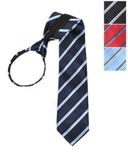 New College Striped Pre Tied 100% Microfiber Polyester Zipper Tie