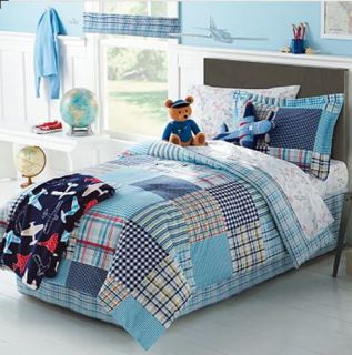 Plane Plaid Patchwork Twin Comforter Set (6 Piece Bed In A Bag