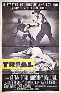 TRIAL (1955) GLENN FORD ANTI COMMIE NOIR * ORIGINAL 27X41 1 SHEET