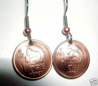 COIN JEWELRY~TINY NORWEGIAN SQUIRREL EARRINGS