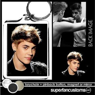 Justin Bieber KEYCHAIN + BUTTON or MAGNET pin badge beiber key ring